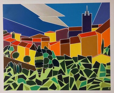 "Ma vision de Vence" başlıklı Tablo Philippe La Loggia tarafından, Orijinal sanat, Akrilik Ahşap Sedye çerçevesi üzerine mon…