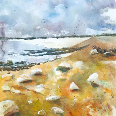 Dans la lande bretonne Pintura intitulada "Dans la lande breto…" por Madit, Obras de arte originais, Aquarela