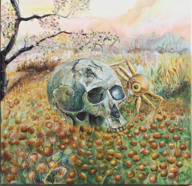 Requiem for Flowers – Surreal Vanitas 绘画 标题为“Requiem for Flowers…” 由Lubа Mira, 原创艺术品, 丙烯