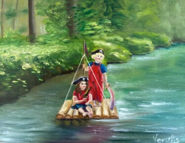 Painting titled "Pirates" by Vera Lisitsyna, Original Artwork, Oil
