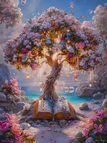 The Tree of Life: Sacred Bloom of Fertility 数字艺术 标题为“The Tree of Life: S…” 由Asnat Unnger, 原创艺术品, 喷墨
