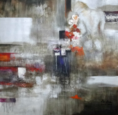 Painting titled "Génesis 2" by Marcela Ramirez-Aza, Original Artwork, Oil Mounted on Wood Stretcher frame
