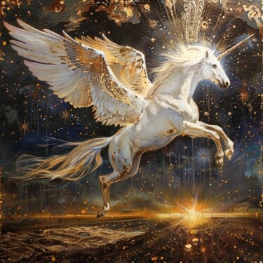 绘画 标题为“Pegasus of Light” 由Olga Ardasheva, 原创艺术品, 丙烯 安装在木质担架架上