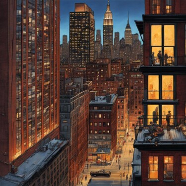 「Midtown Manhattan」というタイトルのデジタルアーツ Harshil Rathodによって, オリジナルのアートワーク, デジタル絵画