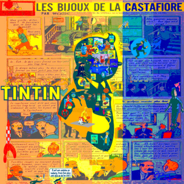 Digitale Kunst getiteld "Tintin castafiore" door Patrice Fligny, Origineel Kunstwerk, Acryl Gemonteerd op Aluminium