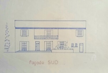 图画 标题为“Plan de Façade SUD” 由Roberto Urbano, 原创艺术品, 铅笔