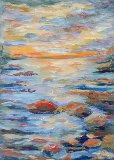 Peinture intitulée "Mediterranean sunset" par Dilyara Moldabekova, Œuvre d'art originale, Acrylique Monté sur Châssis en bois