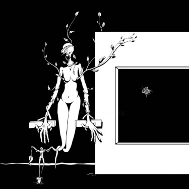 Drawing titled "" SEUL CONTRE TOUS "" by Philippe Renou, Original Artwork, Ink