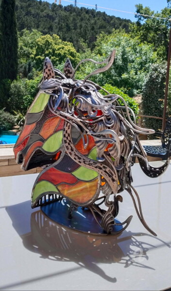 "Chimère équestre" başlıklı Heykel Henri Ureta tarafından, Orijinal sanat, Metaller