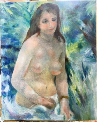 Ζωγραφική με τίτλο "Renoir dans mes yeu…" από Laure Dupuy, Αυθεντικά έργα τέχνης, Λάδι Τοποθετήθηκε στο Ξύλινο φορείο σκελετό