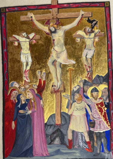 Pittura intitolato "Christ" da Laure Dupuy, Opera d'arte originale, pigmenti Montato su Altro pannello rigido