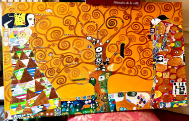 Painting titled "Klimt mon ami" by Laure Dupuy, Original Artwork, Acrylic Mounted on Wood Stretcher frame