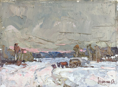 Schilderij getiteld "Road" door Oleksiy Ivanyuk, Origineel Kunstwerk, Olie Gemonteerd op Frame voor houten brancard