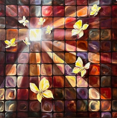 绘画 标题为“Waltz of Butterflies” 由Ludmila Gorbunova, 原创艺术品, 油 安装在木质担架架上