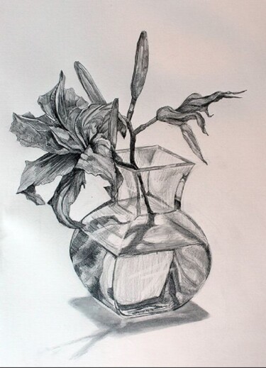 Disegno intitolato "Silent Bloom" da Maryam Zarei, Opera d'arte originale, Matita