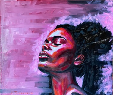 African woman portrait Original painting Oil portrait 제목이 "African woman portr…"인 미술작품 Elena Tananaeva로, 원작, 기름 나무 들것 프레임에 장착됨