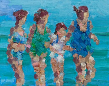 Painting titled "Family group" by Joseph Mahon, Original Artwork, Oil Mounted on artwork_cat.