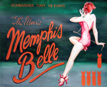 Schilderij getiteld "Memphis Belle. Than…" door Andrii Safonov, Origineel Kunstwerk, Aquarel