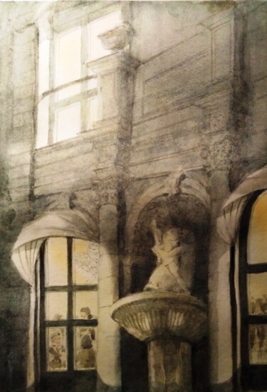 Peinture intitulée "Place Gallion - lum…" par Lidia Marinova, Œuvre d'art originale, Aquarelle