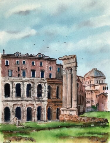 Theatre of Marcellus "Theatre of Marcellus" başlıklı Tablo Darrencareyart Darren Carey tarafından, Orijinal sanat, Suluboya Karton üzerine monte…