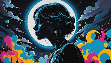 Arts numériques intitulée "moon light" par Modane, Œuvre d'art originale, Image générée par l'IA