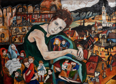 Peinture intitulée "Irena Sendlerowa" par Marianne Kiciak, Œuvre d'art originale, Huile Monté sur Panneau de bois