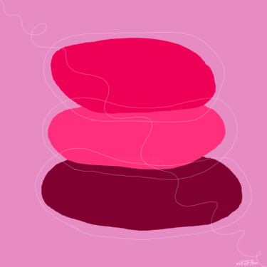 Zen Minimalism. Red and Pink Stones. Wabi-Sabi - Print Arte digitale intitolato "Zen Minimalism. Red…" da Vafa Majidli, Opera d'arte originale, Pittura digitale