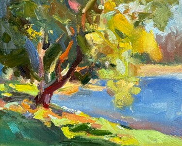 Painting titled "Beneath the Yellow…" by Daria Zavadenko, Original Artwork, Oil