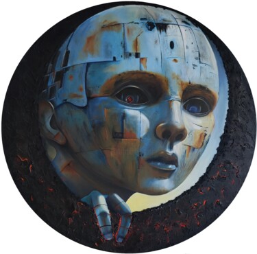 Наблюдатель Painting titled "Наблюдатель" by Tat Ana Zaripova, Original Artwork, Oil Mounted on Wood Stretcher frame