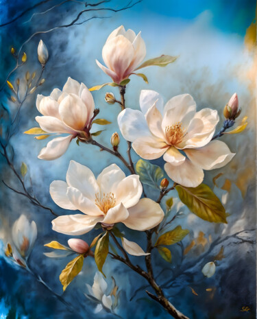 Almond Blossom on a Spring Morning Digital Arts με τίτλο "Almond Blossom on a…" από Sergei Gundorov, Αυθεντικά έργα τέχνης, Ψηφιακή ζωγραφική