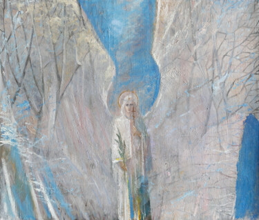 Schilderij getiteld "guardian angel" door Pavel Minchenia, Origineel Kunstwerk, Olie