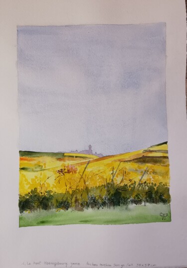 Pintura intitulada "le haut Koenigsbour…" por Pascale Rodriguez, Obras de arte originais, Aquarela
