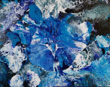 Painting titled "L'arbre bleu" by Laurent Mulot, Original Artwork, Acrylic