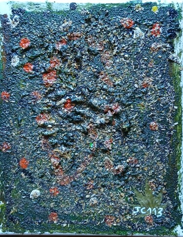 Schilderij getiteld "après le bouton rou…" door José Cavillon, Origineel Kunstwerk, Acryl Gemonteerd op Frame voor houten br…