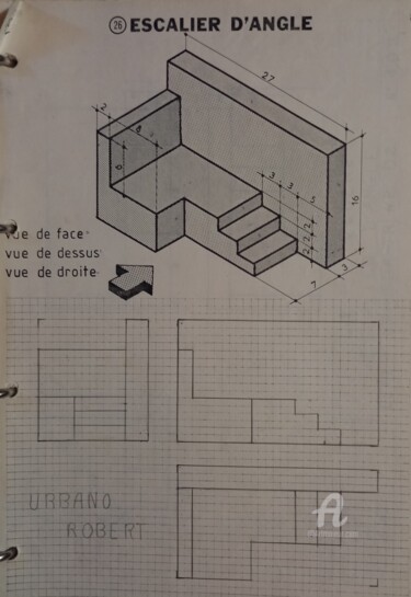 图画 标题为“Escalier d' angle 1…” 由Roberto Urbano, 原创艺术品, 铅笔