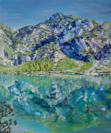 Acrylic original painting of Braies lake in Italy on canvas "Acrylic original pa…" başlıklı Tablo Irina Osetrova tarafından, Orijinal sanat, Akrilik Ahşap Sedye çerçevesi üzerine monte…