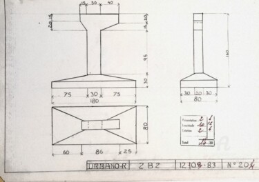 图画 标题为“Dessin technique 19…” 由Roberto Urbano, 原创艺术品, 铅笔