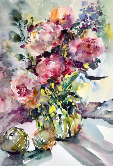 Peony bouquet "Peony bouquet" başlıklı Tablo Елена Гордиевская tarafından, Orijinal sanat, Suluboya