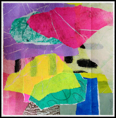 Collages getiteld "Sensory Exchange" door Amanda Flores, Origineel Kunstwerk, Collages Gemonteerd op Houten paneel