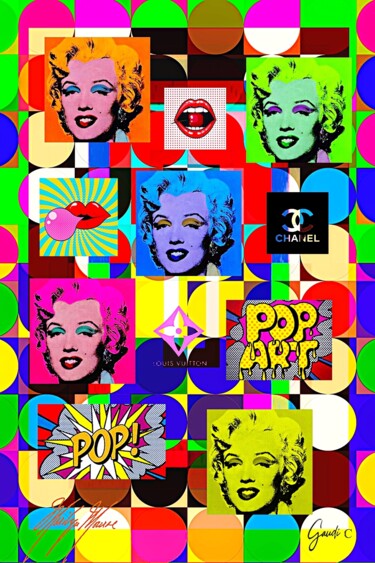 Arts numériques intitulée "Marilyn 60 s pop art" par Gaudi .C, Œuvre d'art originale, Travail numérique 2D