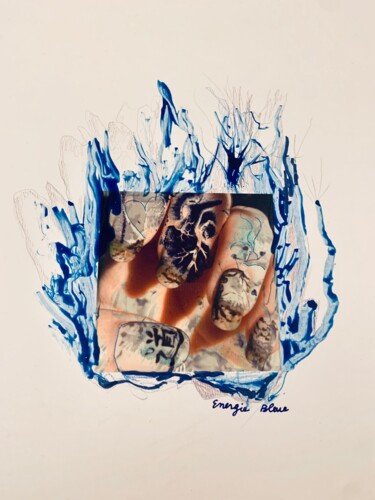 Peinture intitulée "Energie Bleue" par Laetitia Sk, Œuvre d'art originale, Encre