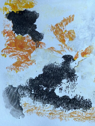 Printmaking titled "25-06-01  monotype" by Marie-Claude Baldi, Original Artwork, Monotype Mounted on Wood Panel