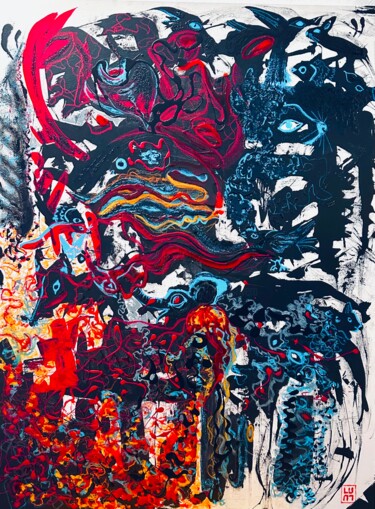 Creatures Trapped in Existence 绘画 标题为“Creatures Trapped i…” 由Lourdes Rivera -Lulu, 原创艺术品, 丙烯 安装在木质担架架上
