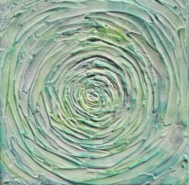 Boho Mint Swirl Texured 绘画 标题为“Boho Mint Swirl Tex…” 由Yuliya Samoilava (JuliettaArt), 原创艺术品, 丙烯 安装在纸板上