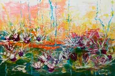 "My Waterlilies III" Pintura titulada ""My Waterlilies III"" por Lourdes Rivera -Lulu, Obra de arte original, Acrílico Montado en Bastidor de cam…