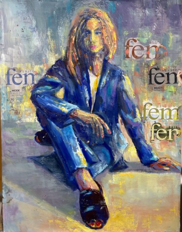 "Femme..." başlıklı Tablo Charles Tapiero tarafından, Orijinal sanat, Petrol Ahşap panel üzerine monte edilmiş