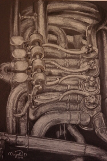 Tekening getiteld "Mechanicals Palets" door Magali Drugmand (Magali D.), Origineel Kunstwerk, Krijt