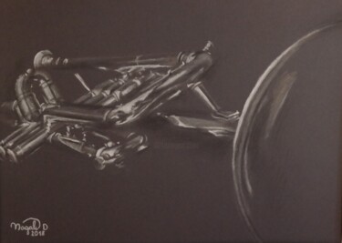 Tekening getiteld "Perspective Trumpet" door Magali Drugmand (Magali D.), Origineel Kunstwerk, Krijt