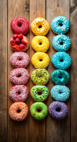 "Color Pop Donuts –…" başlıklı Dijital Sanat Caprice tarafından, Orijinal sanat, AI tarafından oluşturulan görüntü