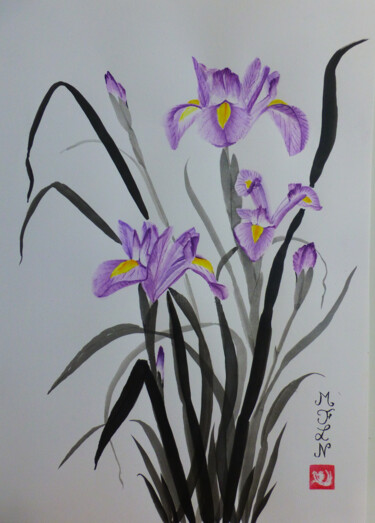 "Iris" başlıklı Resim Marie-Françoise Le Néen tarafından, Orijinal sanat, Mürekkep